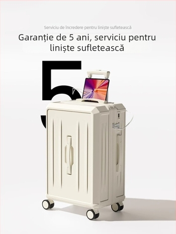 Valiză de călătorie multifuncțională de 26 inch, cu capacitate mare și 20 inch cabină; corp ABS+PC, impermeabil, ultra-ușoară, rezistentă la uzură, închidere cu parolă TSA, port USB, strat extensibil, roți universale, model în dungi, căptușeală poliester