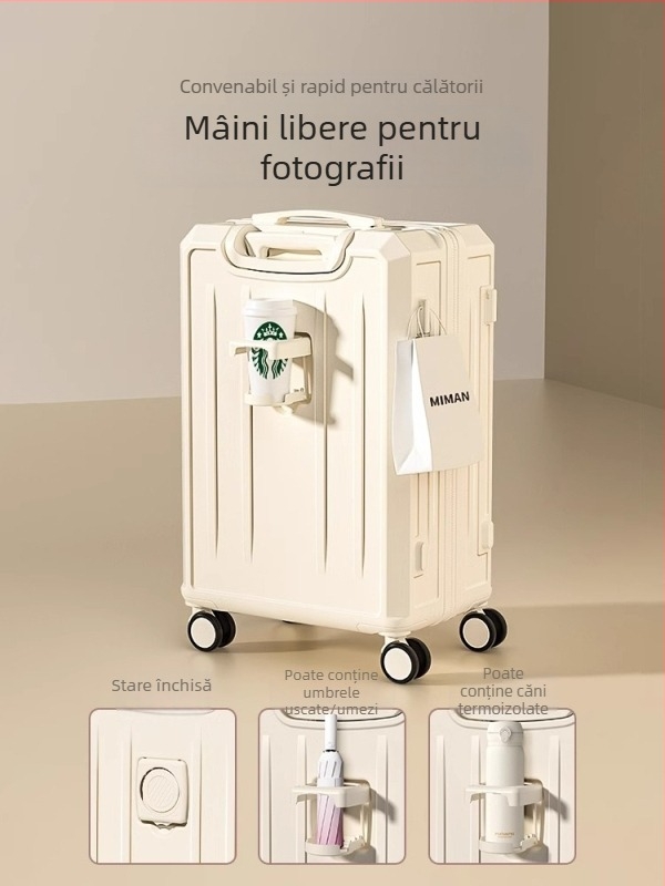 Valiză de călătorie multifuncțională de 26 inch, cu capacitate mare și 20 inch cabină; corp ABS+PC, impermeabil, ultra-ușoară, rezistentă la uzură, închidere cu parolă TSA, port USB, strat extensibil, roți universale, model în dungi, căptușeală poliester