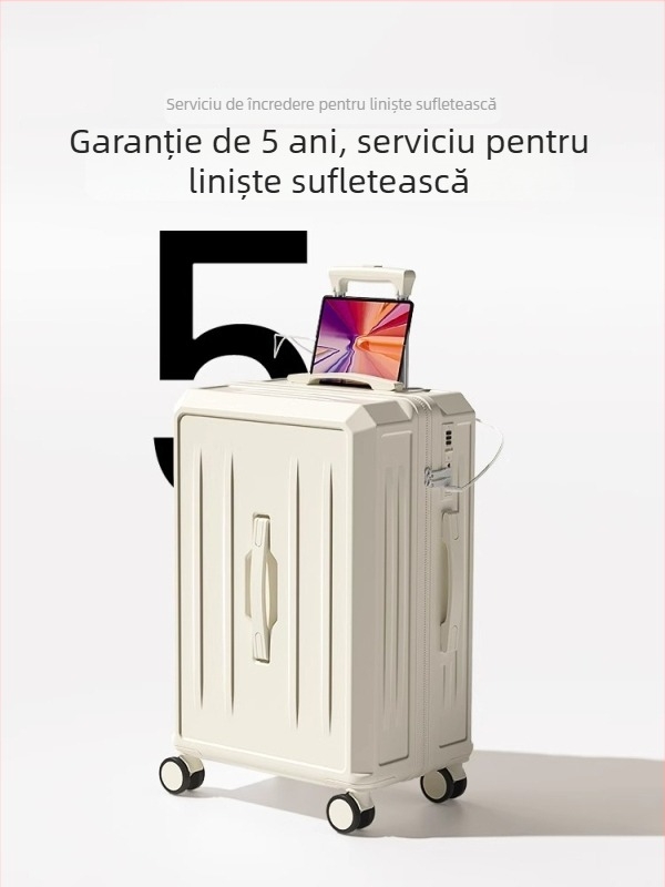 Valiză de călătorie multifuncțională de 26 inch, cu capacitate mare și 20 inch cabină; corp ABS+PC, impermeabil, ultra-ușoară, rezistentă la uzură, închidere cu parolă TSA, port USB, strat extensibil, roți universale, model în dungi, căptușeală poliester