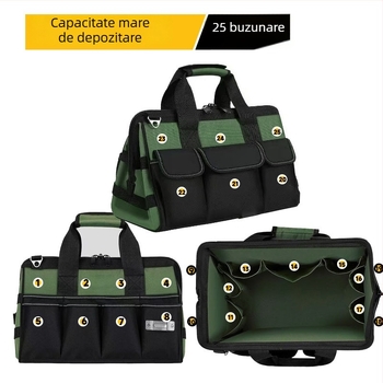 Geantă de unelte portabilă cu țesătură Oxford rezistentă la uzură, impermeabilă, set multifuncțional pentru întreținere și montaj