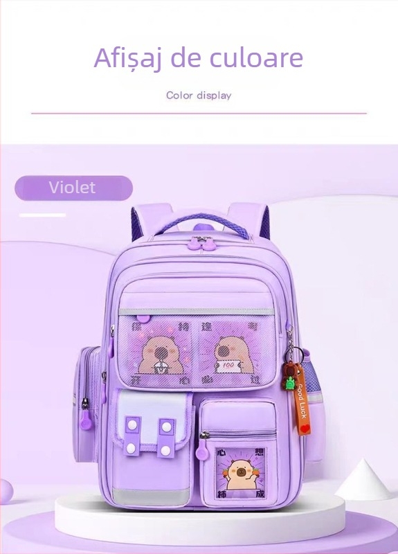Rucsac școlar cu design desenat pentru clasele 1–6, ușor, cu capacitate mare și bretele ergonomice pentru susținerea coloanei vertebrale