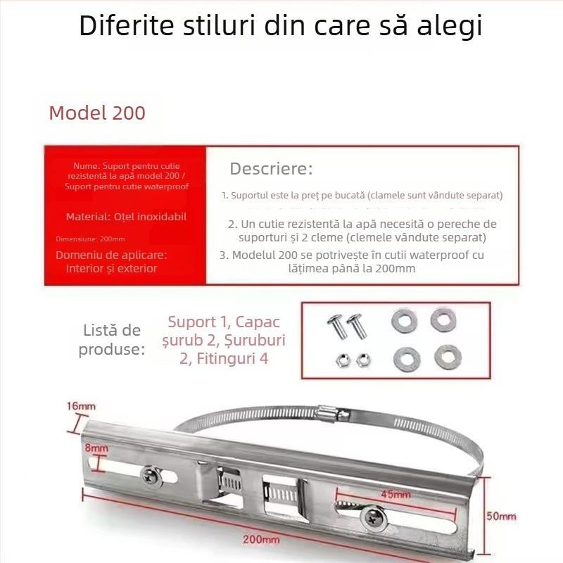 Suport pentru bară transversală pentru cutie impermeabilă de monitorizare, clemă cu inel din oțel, coloană fixă (Model: Support; Cod produs: Support; Brand: 1; Importat: Nu)