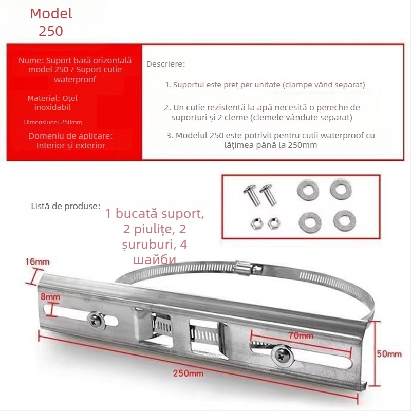 Suport pentru bară transversală pentru cutie impermeabilă de monitorizare, clemă cu inel din oțel, coloană fixă (Model: Support; Cod produs: Support; Brand: 1; Importat: Nu)