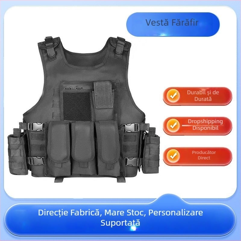 Vestă tactic pentru operațiuni speciale, amfibie, ușoară și multifuncțională, cu placă anti-înțepare balistică