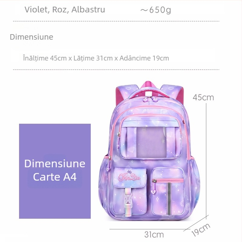Rucsac școlar: Capacitate mare, Impermeabil, Ultra-ușor, Spate ergonomic, Pânză