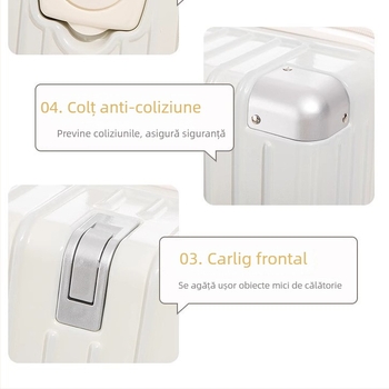 Bagaj de cabină, ușor ABS+PC, închidere cu fermoar, roți universale, unisex