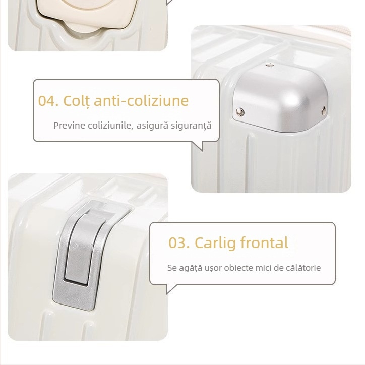 Bagaj de cabină, ușor ABS+PC, închidere cu fermoar, roți universale, unisex