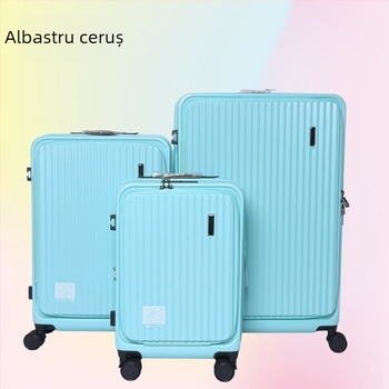Valiză unisex ABS+PC cu deschidere frontală prin fermoar, extensie, blocare TSA cu combinație