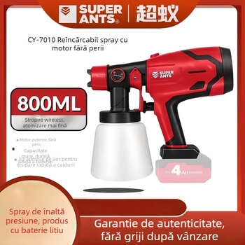 Pistol electric de vopsit pentru uz casnic, cu atomizare înaltă, dispozitiv all-in-one pentru vopsire latex (sursă de alimentare: baterie litiu reîncărcabilă, Tensiune nominală: 21, Domeniu de aplicare: perete, lemn, metal, Presiune de ieșire maximă: 1, Ca