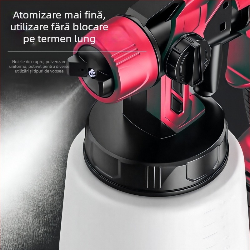Pistol electric de vopsit pentru uz casnic, cu atomizare înaltă, dispozitiv all-in-one pentru vopsire latex (sursă de alimentare: baterie litiu reîncărcabilă, Tensiune nominală: 21, Domeniu de aplicare: perete, lemn, metal, Presiune de ieșire maximă: 1, Ca