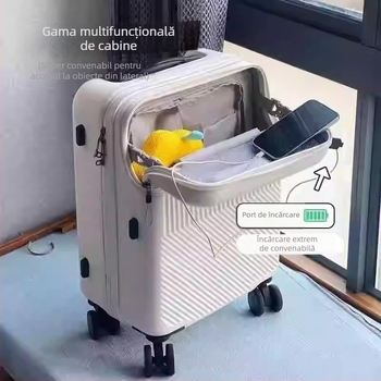 Valiză de afaceri ABS+PC, încuietoare cu cod, roți omnidirecționale, închidere cu fermoar, căptușeală poliester