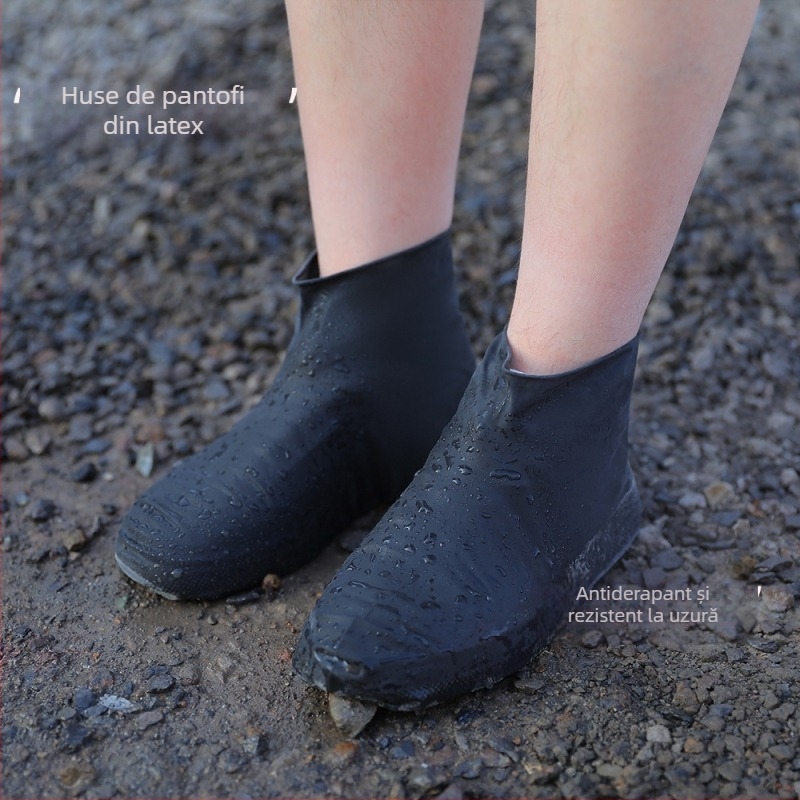Protecție de încălțăminte din latex, impermeabilă, antiderapantă, îngroșată și rezistentă la uzură pentru exterior