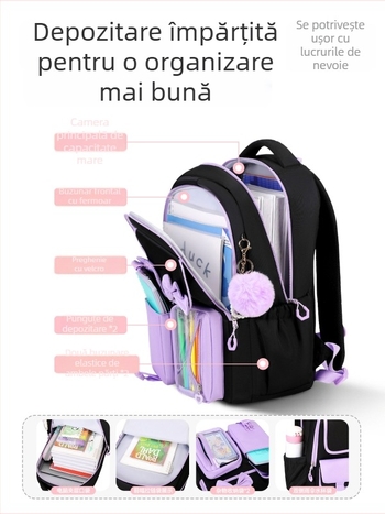 Ghiozdan școlar pentru elevii din clasa a V-a și a VI-a (pânză Oxford; impermeabil; respirabil; ultra-ușor; curele de umăr arcuate)