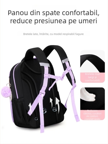 Ghiozdan școlar pentru elevii din clasa a V-a și a VI-a (pânză Oxford; impermeabil; respirabil; ultra-ușor; curele de umăr arcuate)
