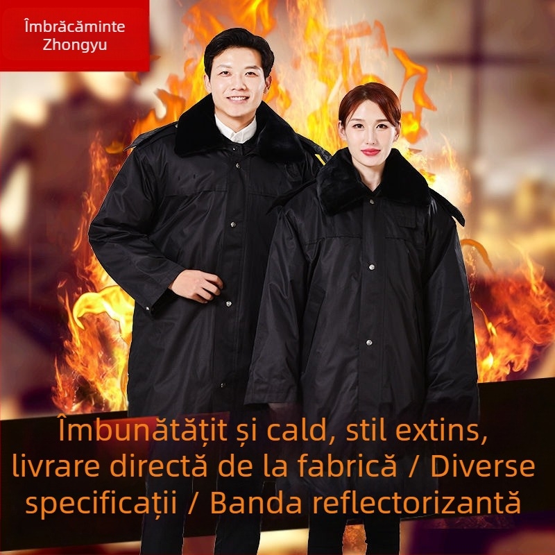 Palton lung de iarnă, rezistent la vânt, multifuncțional, cu detalii reflectorizante pentru haine de lucru