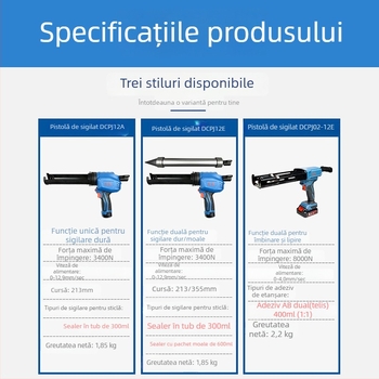 Dong Cheng pistol lipici reîncărcabil seria DCPJ12E — modelele DCPJ12E, DCPJ12A, DCPJ02-12E; pentru utilizare simplă și dublă