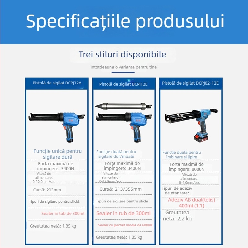 Dong Cheng pistol lipici reîncărcabil seria DCPJ12E — modelele DCPJ12E, DCPJ12A, DCPJ02-12E; pentru utilizare simplă și dublă