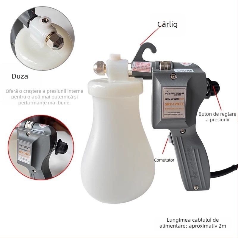 Pistol de curățare textile, 50W, înaltă putere, eliminare a petelor uleioase, pistol electric de înaltă presiune, 220V