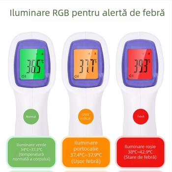 Termometru cu infraroșu pentru frunte, fără atingere, model R7, termometru medical portabil cu baterii AA, potrivit pentru adulți și copii