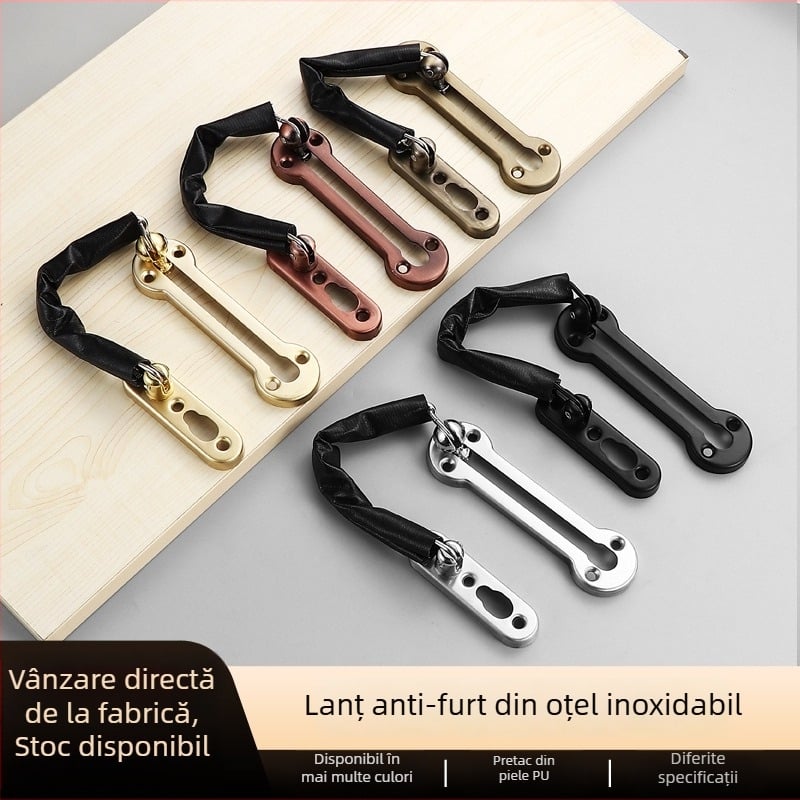 Lanț pentru ușă anti-furt Degubang, oțel inoxidabil, finisaj șlefuit, stil modern, pentru uși din lemn