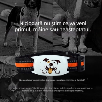 Colier locator pentru animale de companie cu 4G, compatibil Android/iOS, baterie 500 mAh, greutate 30 g, dimensiuni 31×61×16 mm