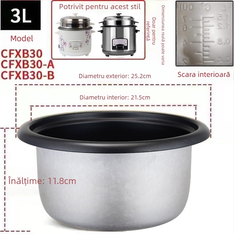 Vas interior pentru gătitor de orez – formă triunghiulară, strat antiaderent, accesoriu universal