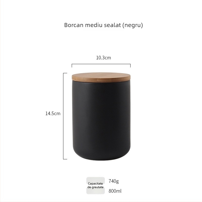 Jiebo borcan porțelan pentru depozitare cereale – recipient rotund din porțelan pentru depozitare alimente, 800–1000 ml, nerecomandat pentru microunde
