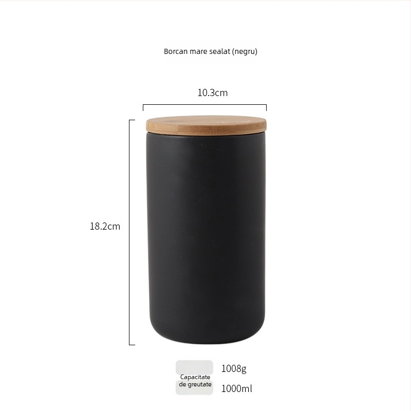 Jiebo borcan porțelan pentru depozitare cereale – recipient rotund din porțelan pentru depozitare alimente, 800–1000 ml, nerecomandat pentru microunde