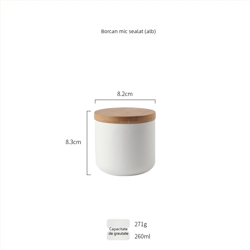 Jiebo borcan porțelan pentru depozitare cereale – recipient rotund din porțelan pentru depozitare alimente, 800–1000 ml, nerecomandat pentru microunde