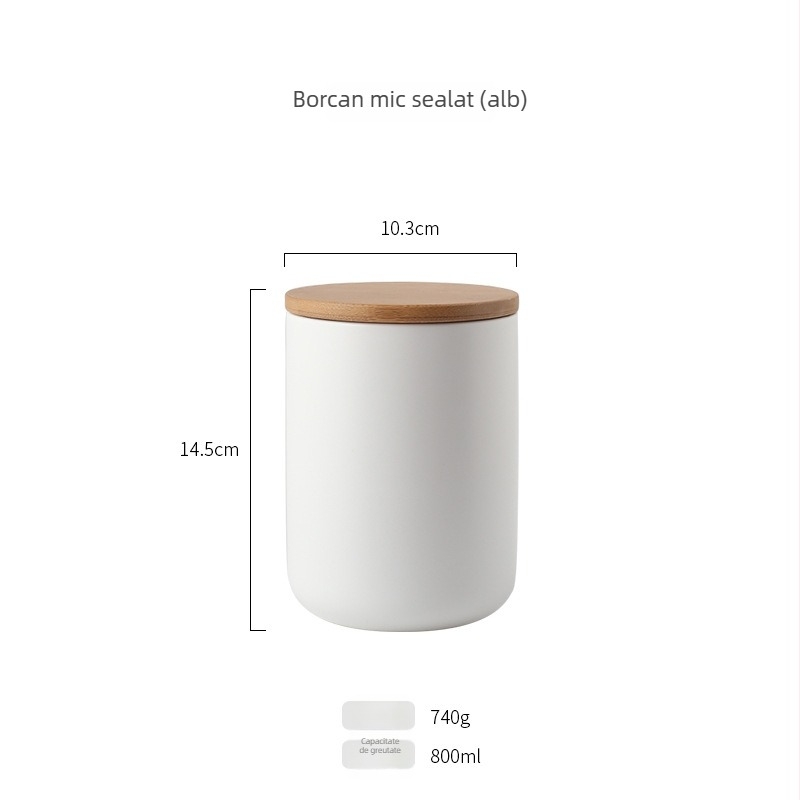 Jiebo borcan porțelan pentru depozitare cereale – recipient rotund din porțelan pentru depozitare alimente, 800–1000 ml, nerecomandat pentru microunde