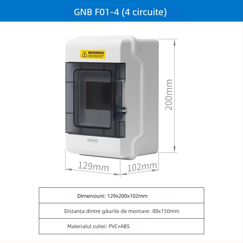 Cutie de distribuție impermeabilă pentru exterior, montaj pe suprafață, carcasă ABS, 4/6/9/12/18 circuite, IP66