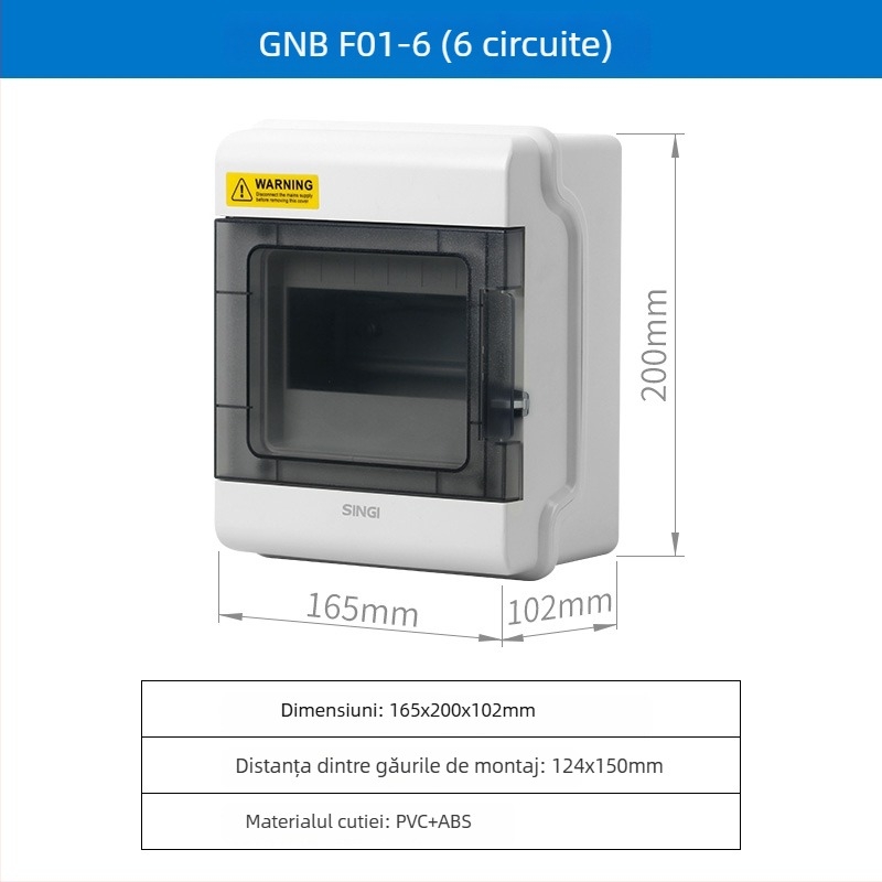 Cutie de distribuție impermeabilă pentru exterior, montaj pe suprafață, carcasă ABS, 4/6/9/12/18 circuite, IP66