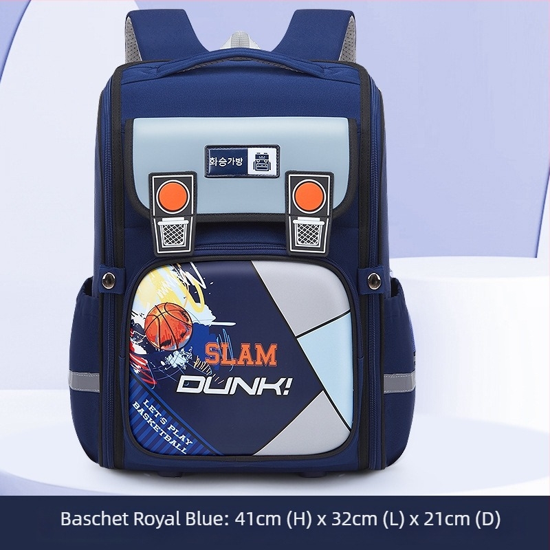 Rucsac școlar cu temă spațială pentru elevi din învățământ primar, cu protecție a coloanei și reducere a încărcării (material Oxford, capacitate mare, imprimare logo, bretele cu aer)