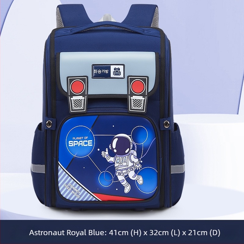 Rucsac școlar cu temă spațială pentru elevi din învățământ primar, cu protecție a coloanei și reducere a încărcării (material Oxford, capacitate mare, imprimare logo, bretele cu aer)