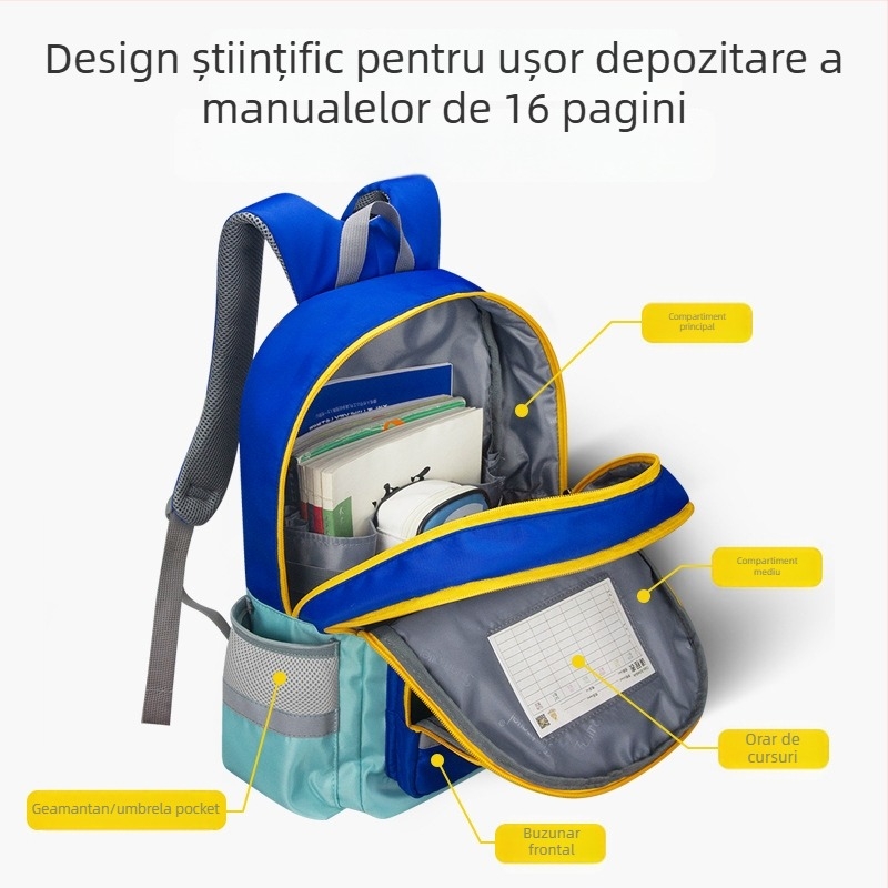 Rucsac pentru copii, poliester, model floral, stil drăguț, curele cu pernă de aer, potrivit pentru elevii din învățământul primar