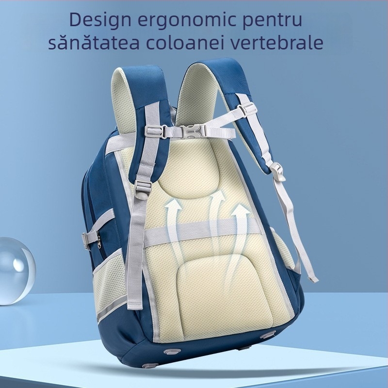 Rucsac unisex cu capacitate mare pentru elevi din clasele 5–6, poliester impermeabil