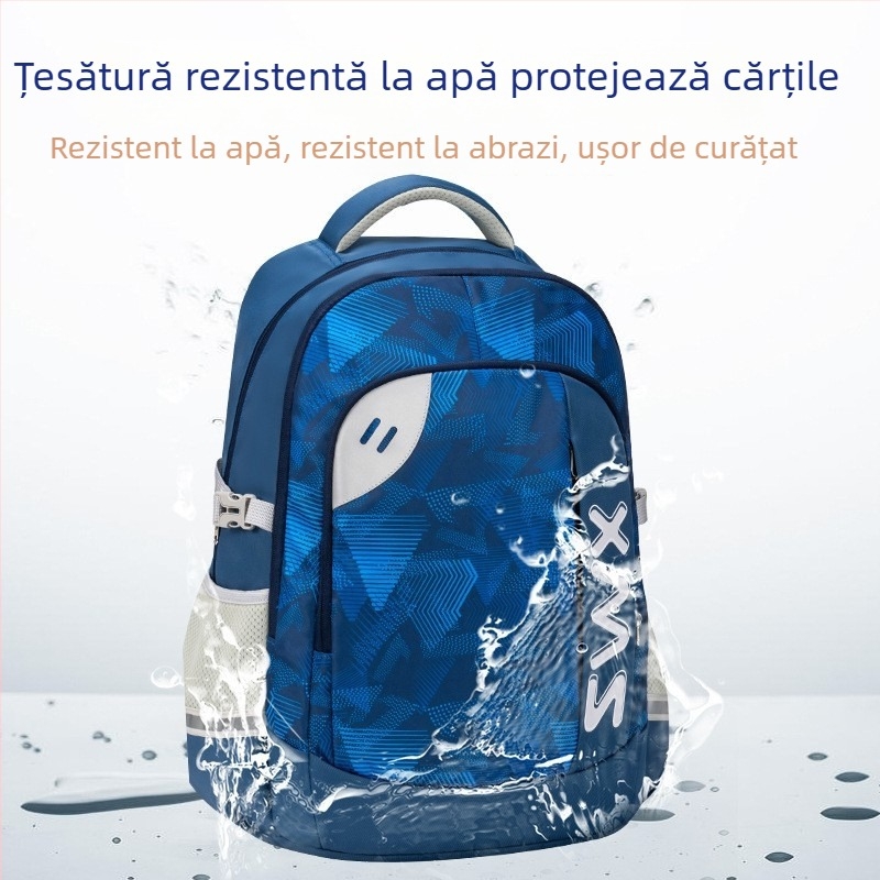 Rucsac unisex cu capacitate mare pentru elevi din clasele 5–6, poliester impermeabil