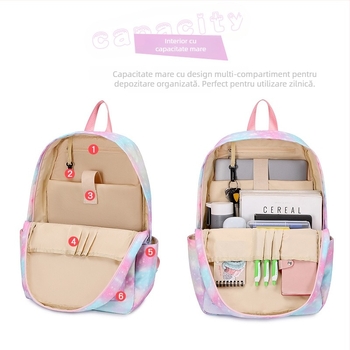 Rucsac școlar cu model unicorn, capacitate 20–35 L, poliester, respirabil, impermeabil, rezistent la uzură, curea cu pernă de aer