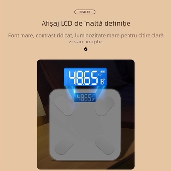 Cântar inteligent pentru masă corporală și grăsime, USB reîncărcabil, 180 kg capacitate, senzor de înaltă precizie, ecran HD LCD