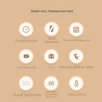 Cântar inteligent pentru masă corporală și grăsime, USB reîncărcabil, 180 kg capacitate, senzor de înaltă precizie, ecran HD LCD