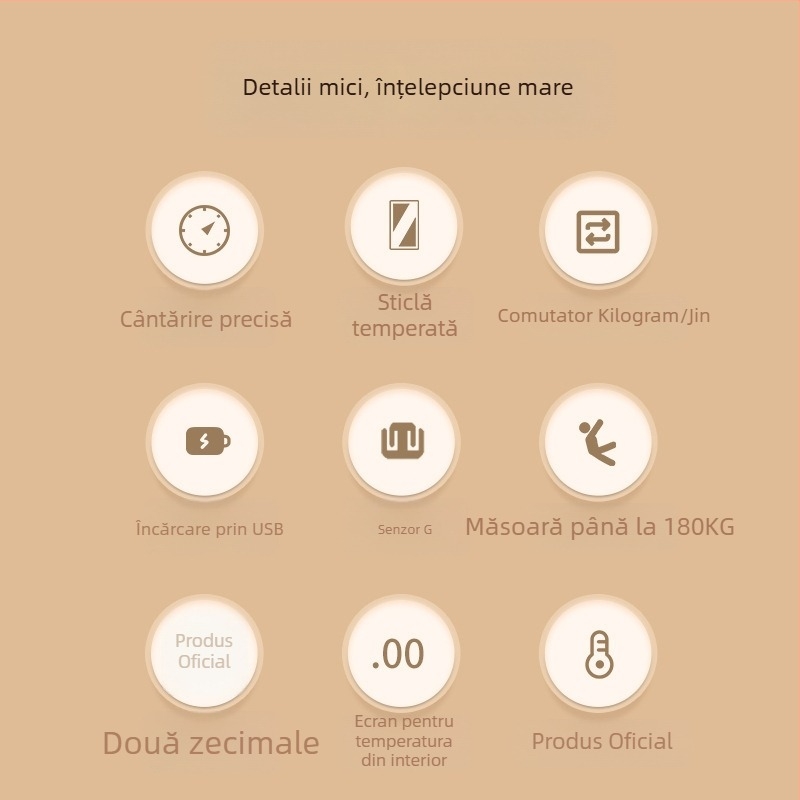 Cântar inteligent pentru masă corporală și grăsime, USB reîncărcabil, 180 kg capacitate, senzor de înaltă precizie, ecran HD LCD