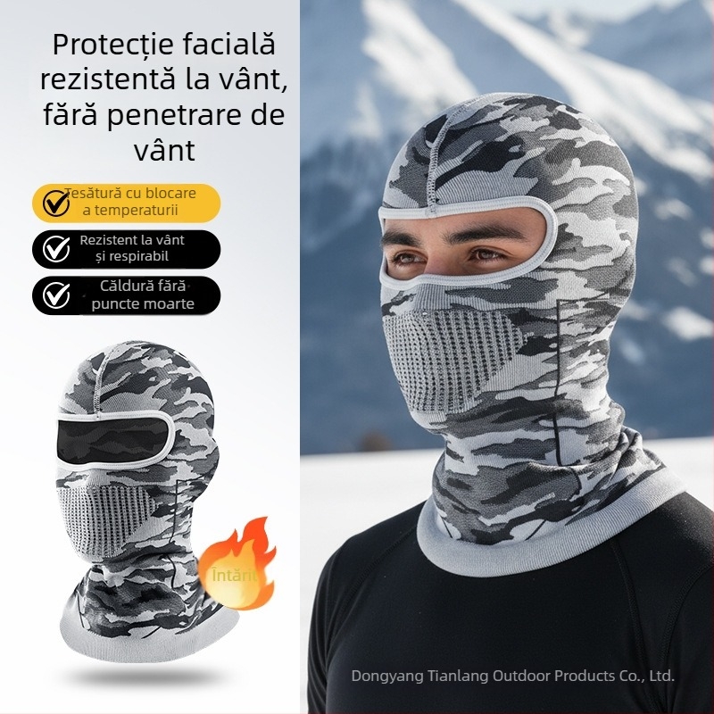 Mască de ciclism cu glugă tricot camuflaj, material nylon, pentru utilizare în aer liber, unisex, pentru ciclism, motociclism, pescuit, alpinism și schi