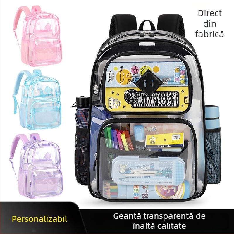 Rucsac din PVC impermeabil cu capacitate extensibilă și protecție a coloanei pentru elevi din clasa a V-a până în a VI-a