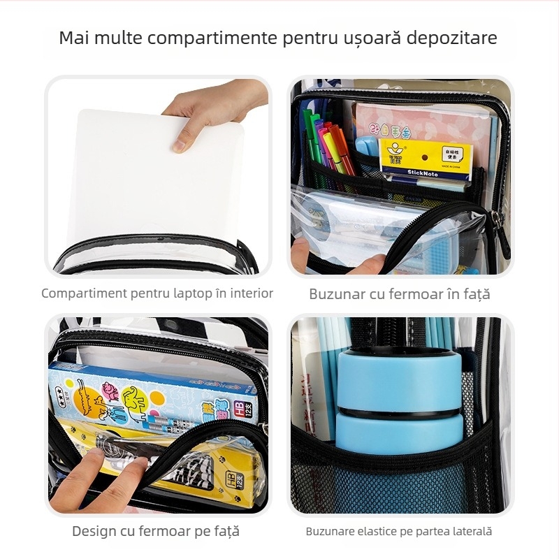 Rucsac din PVC impermeabil cu capacitate extensibilă și protecție a coloanei pentru elevi din clasa a V-a până în a VI-a
