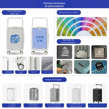 Valiză de cabină cu rotile universale, închidere TSA cu combinație, PP material, extensie (Material: PP; Greutate: 5 kg; Închidere: TSA cu combinație; Roți: universale; Extensie: Da)