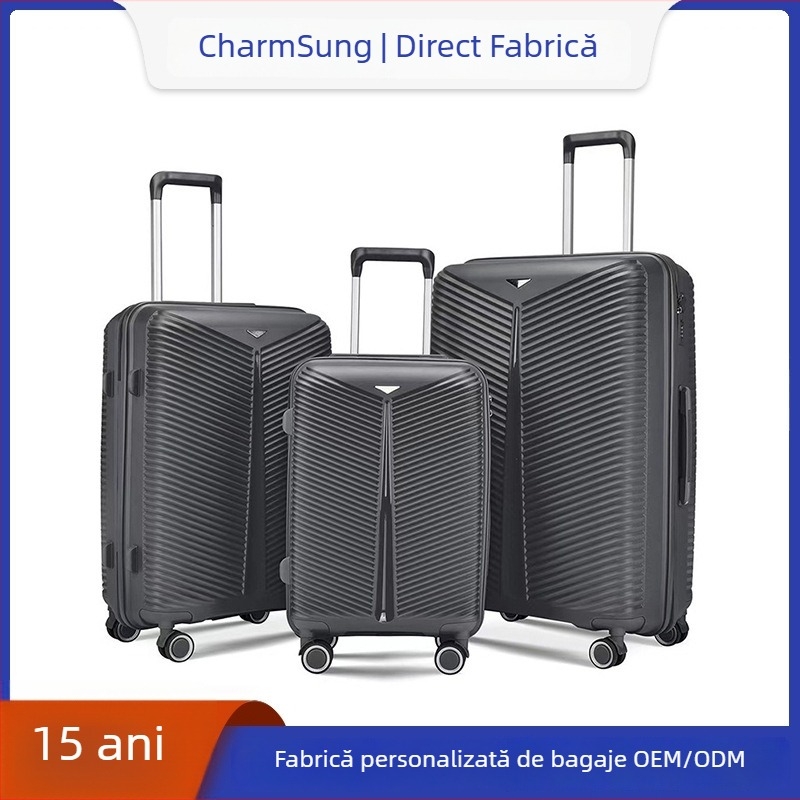 Valiză de cabină cu rotile universale, închidere TSA cu combinație, PP material, extensie (Material: PP; Greutate: 5 kg; Închidere: TSA cu combinație; Roți: universale; Extensie: Da)