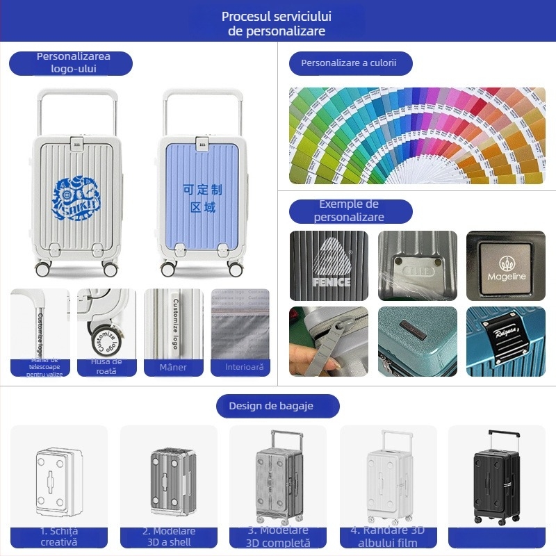 Valiză de cabină cu rotile universale, închidere TSA cu combinație, PP material, extensie (Material: PP; Greutate: 5 kg; Închidere: TSA cu combinație; Roți: universale; Extensie: Da)