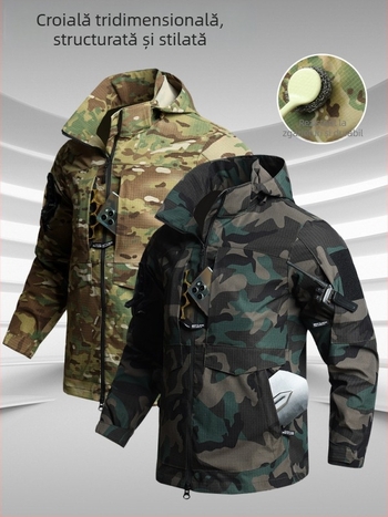 Set camuflaj tactic: cămașă și pantaloni, din poliester, rezistent la uzură, durabil, pentru primăvară și toamnă.