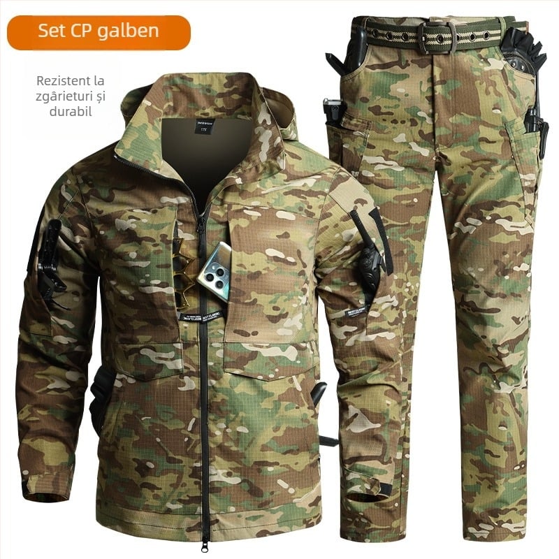 Set camuflaj tactic: cămașă și pantaloni, din poliester, rezistent la uzură, durabil, pentru primăvară și toamnă.