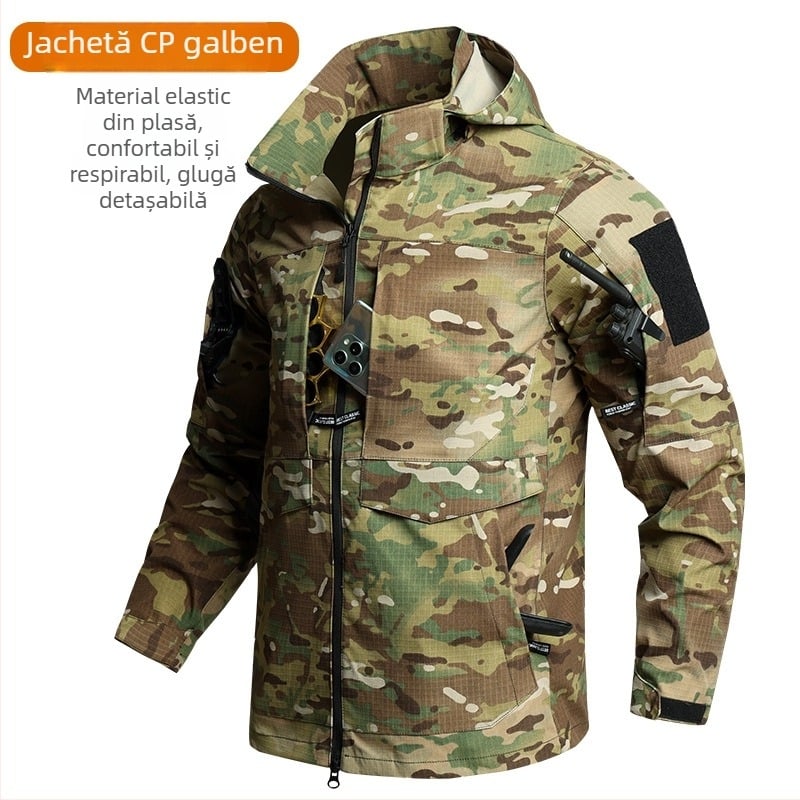 Set camuflaj tactic: cămașă și pantaloni, din poliester, rezistent la uzură, durabil, pentru primăvară și toamnă.